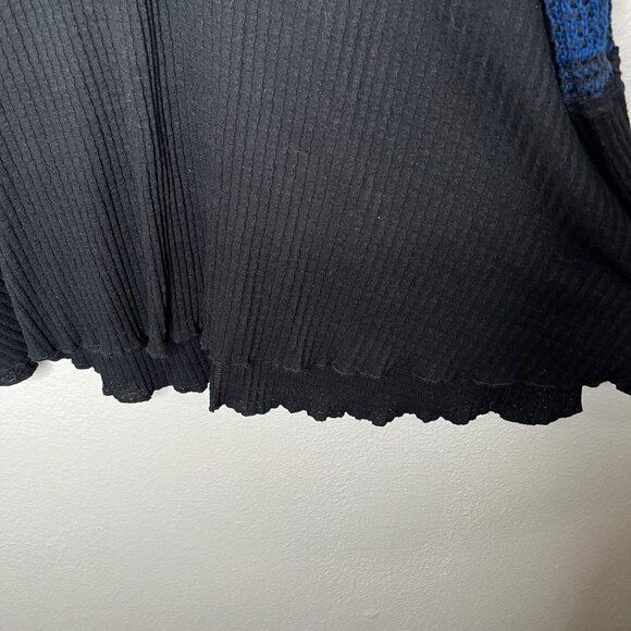 Free People Black Blue Snow Day Knit Thermal Top Medium - Picture 5 of 10